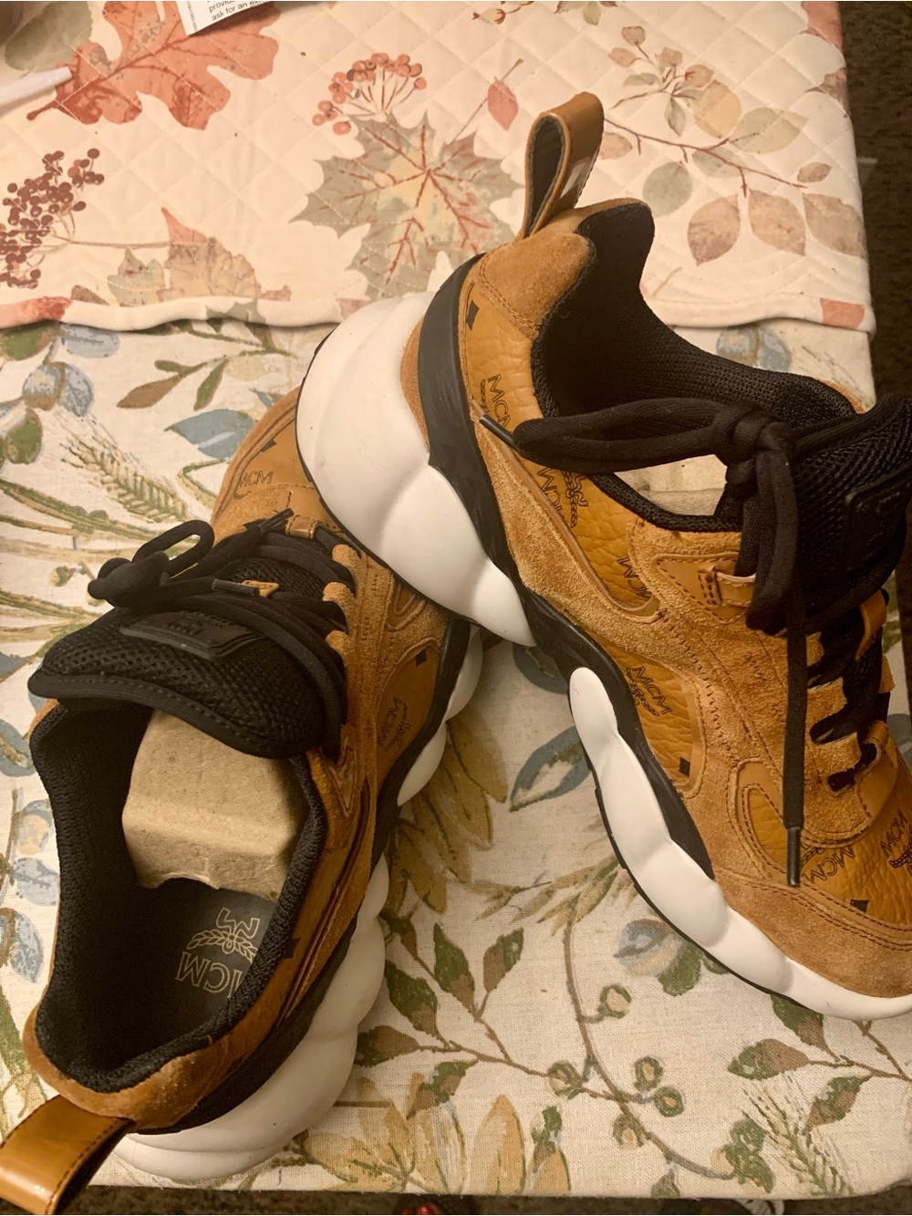MCM Tan and Black Sneakers
